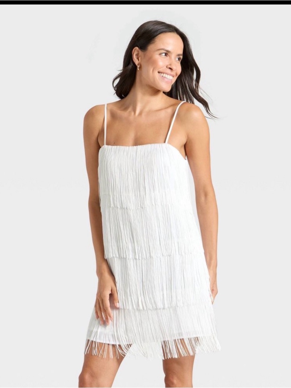 A New Day Fringe Mini Dress White
Size XS | New With Tags